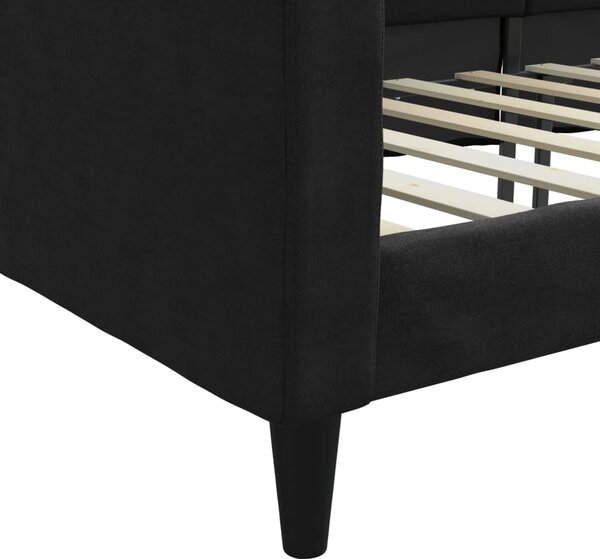 Dnevni krevet crni 90 x 200 cm od tkanine - Crna / 90 x 200 cm