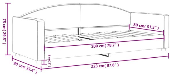 Dnevni krevet crni 80 x 200 cm od tkanine - Crna / 80 x 200 cm