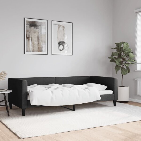 Dnevni krevet crni 90 x 200 cm od tkanine - Crna / 90 x 200 cm