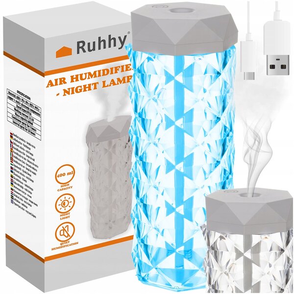2v1 led rgb vlažilec zraka difuzor 400ml izparjevalnik in nočna lučka - ruhhy