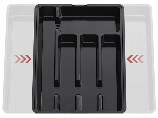 Podesivi organizator pribora za jelo za kuhinjske ladice do 44 cm crne