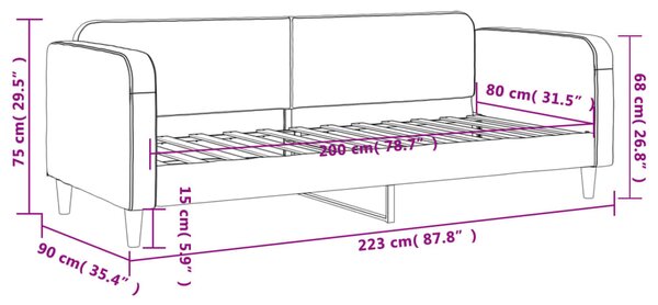 Dnevni krevet smeđesivi 80 x 200 cm od tkanine - Tupe / 80 x 200 cm