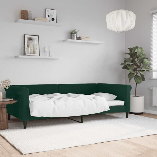 Dnevni krevet tamnozeleni 100 x 200 cm baršunasti - Zelena / 100 x 200 cm