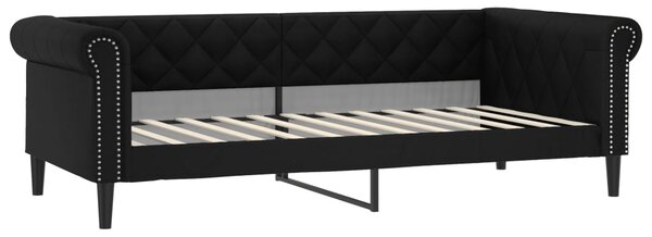 Dnevni krevet s madracem crni 90 x 200 cm od umjetne kože - Crna / 90 x 200 cm