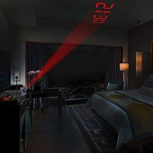 Laserska projekcijska budilica fm radioura crna