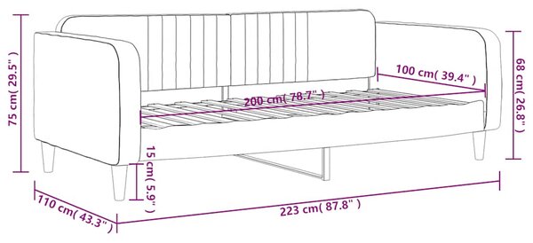Dnevni krevet plavi 100 x 200 cm baršunasti - Plava / 100 x 200 cm