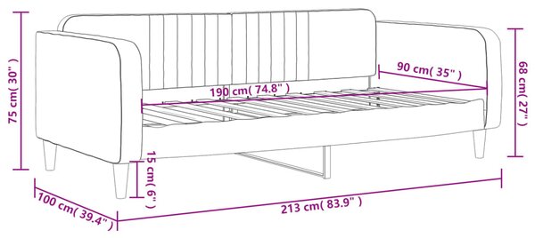 Dnevni krevet crni 90 x 190 cm baršunasti - Crna / 90 x 190 cm