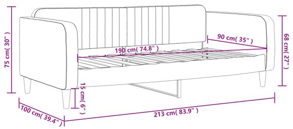 Dnevni krevet svjetlosivi 90 x 190 cm baršunasti - Siva / 90 x 190 cm
