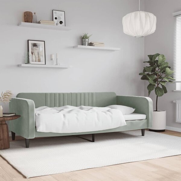 Dnevni krevet svjetlosivi 90 x 190 cm baršunasti - Siva / 90 x 190 cm
