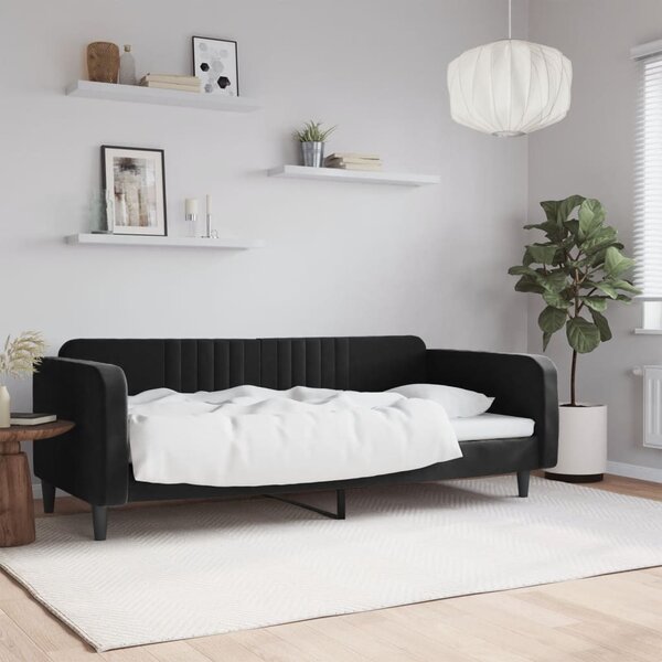 Dnevni krevet crni 90 x 190 cm baršunasti - Crna / 90 x 190 cm