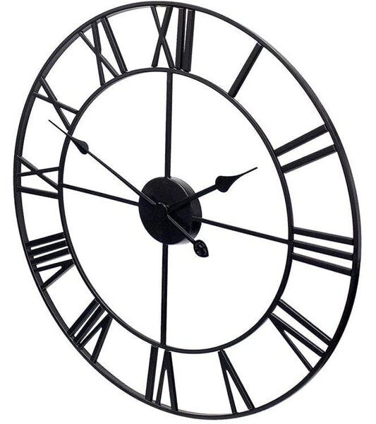 Metalni retro 3D zidni sat crni 60cm