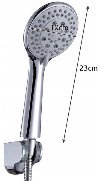 Ručka za tuširanje 5 funkcija glava 23cm + cijev 130cm i držač