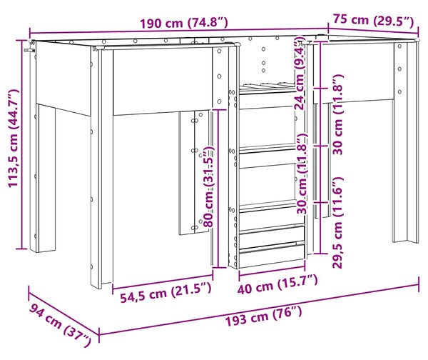 Krevet na kat za djecu Staro drvo 75 x 190 cm Konstruirano drvo - Smeđa / 75 x 190 cm
