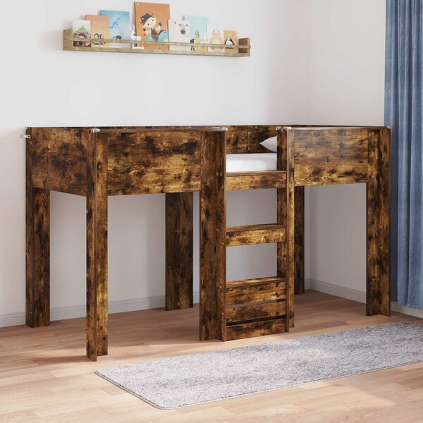 Krevet na kat za djecu s pohranom Dimljeni hrast 75 x 190 cm - Smeđa / 75 x 190 cm