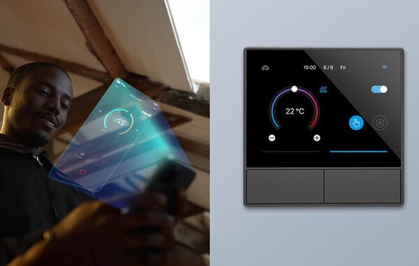 Zidni wifi prekidač i termostat lcd touch crni ewelink alexa google asistent