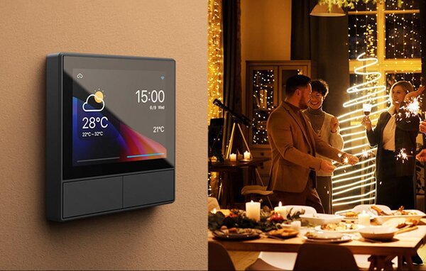 Zidni wifi prekidač i termostat lcd touch crni ewelink alexa google asistent