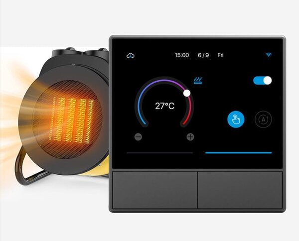 Zidni wifi prekidač i termostat lcd touch crni ewelink alexa google asistent