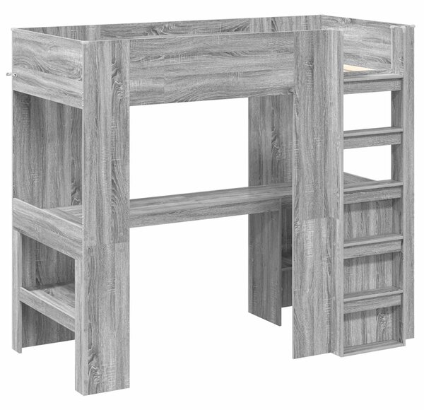 Okvir kreveta na kat s stolom Siva Sonoma 90 x 190 cm - Siva / 90 x 190 cm