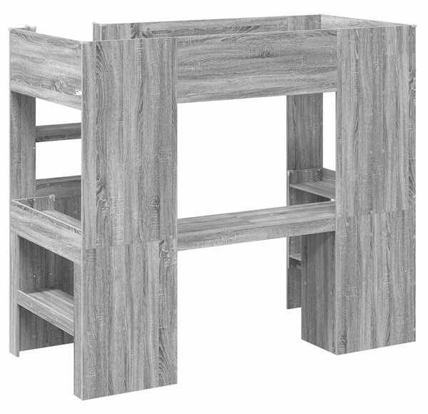 Okvir kreveta na kat s stolom Siva Sonoma 90 x 190 cm - Siva / 90 x 190 cm