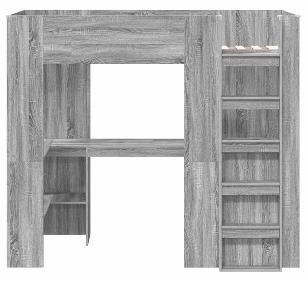 Okvir kreveta na kat s stolom Siva Sonoma 90 x 190 cm - Siva / 90 x 190 cm