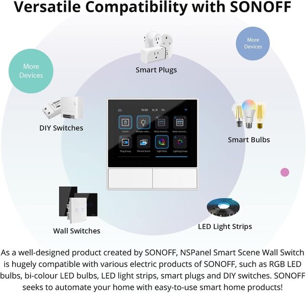 Zidni wifi prekidač i termostat lcd touch bijeli ewelink alexa google asistent
