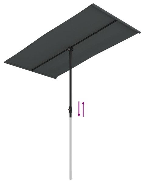Vrtni suncobran s aluminijskim stupom 180 x 110 cm antracit - Antracitno siva / 180 x 110 cm