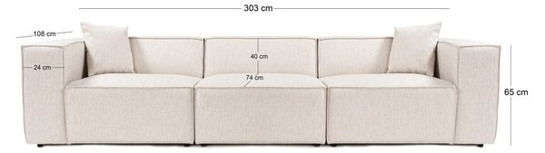 Atelier Del Sofa Trosjed, Lora 3 Seater - Light Brown