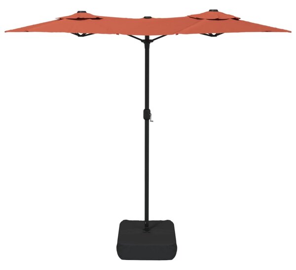 Dvostruki vrtni suncobran s LED svjetlima terakota 316 x 145 cm - Narančasta / N/A