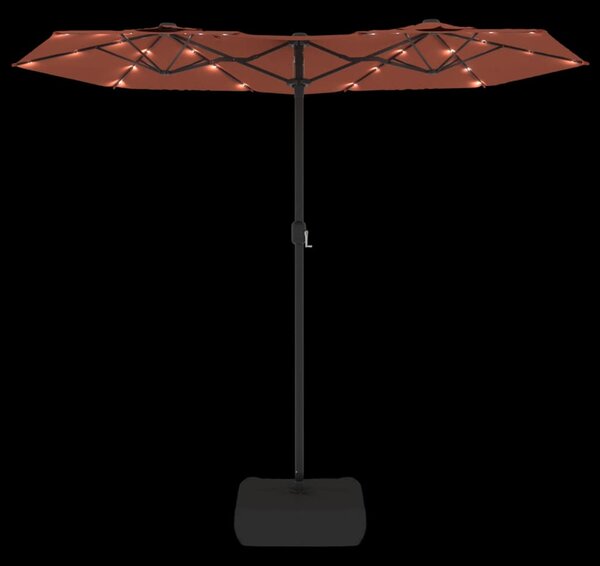 Dvostruki vrtni suncobran s LED svjetlima terakota 316 x 145 cm - Narančasta / N/A