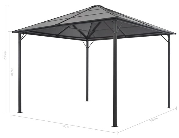 Sjenica s krovom aluminijska 3 x 3 m antracit - Crna / 3 x 3 m