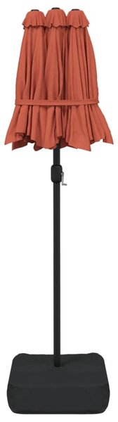 Dvostruki vrtni suncobran s LED svjetlima terakota 316 x 145 cm - Narančasta / N/A