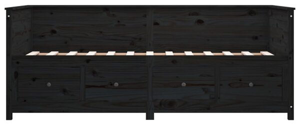 Dnevni ležaj crni 90 x 200 cm od masivne borovine - Crna / 90 x 200 cm
