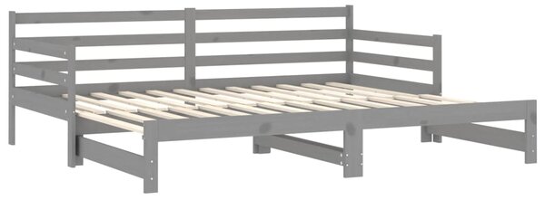 Dnevni ležaj na izvlačenje sivi od borovine 2 x (90 x 200) cm - Siva / N/A