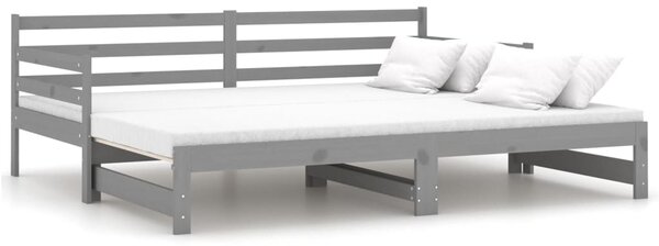Dnevni ležaj na izvlačenje sivi od borovine 2 x (90 x 200) cm - Siva / N/A