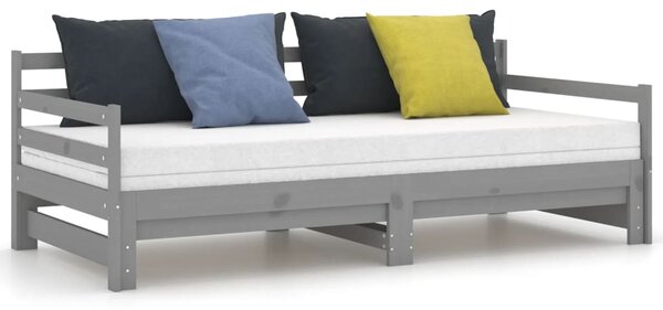 Dnevni ležaj na izvlačenje sivi od borovine 2 x (90 x 200) cm - Siva / N/A