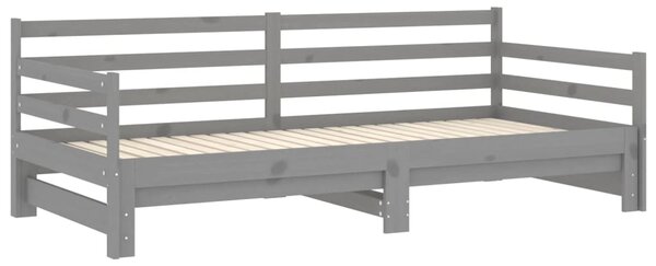 Dnevni ležaj na izvlačenje sivi od borovine 2 x (90 x 200) cm - Siva / N/A