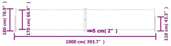 Uvlačiva bočna tenda antracit 180 x 1000 cm - Antracitno siva / 180 x 1000 cm