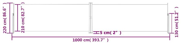 Uvlačiva bočna tenda antracit 220 x 1000 cm - Antracitno siva / 220 x 1000 cm