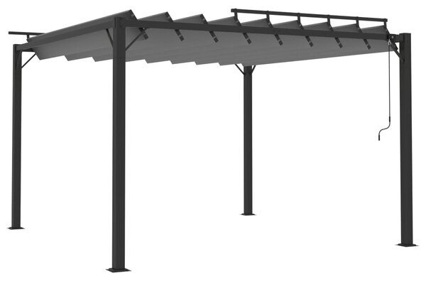 Sjenica s rešetkastim krovom 3x3 m antracit tkanina i aluminij - Antracitno siva / 3 x 3 m