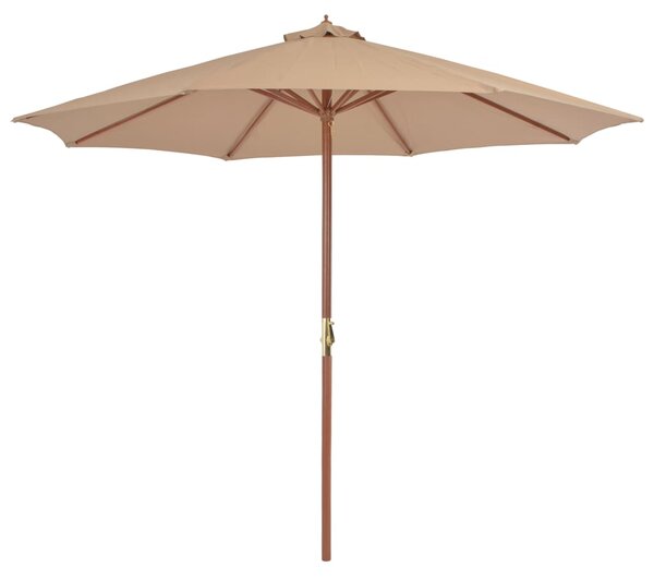 Vanjski suncobran s drvenim stupom 300 cm smeđesivi - Tupe / N/A