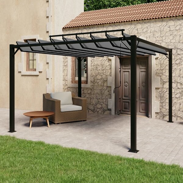 Sjenica s rešetkastim krovom 3x3 m antracit tkanina i aluminij - Antracitno siva / 3 x 3 m