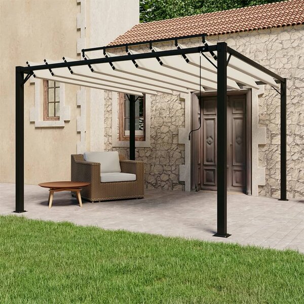 Sjenica s rešetkastim krovom 3 x 3 m krem tkanina i aluminij - Krema / 3 x 3 m