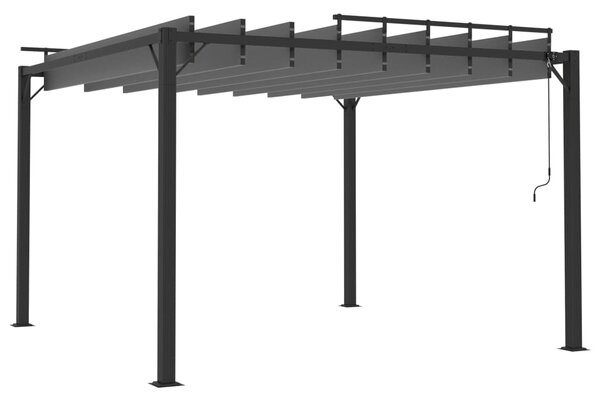 Sjenica s rešetkastim krovom 3x3 m antracit tkanina i aluminij - Antracitno siva / 3 x 3 m