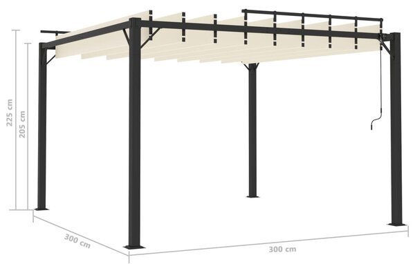 Sjenica s rešetkastim krovom 3 x 3 m krem tkanina i aluminij - Krema / 3 x 3 m