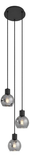 Art Deco viseća lampa crna sa dimnim staklom okrugla 3-light - Vidro