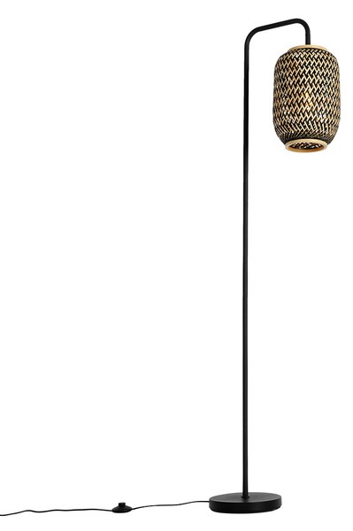Orijentalna podna lampa od bambusa s crnom - Yvonne