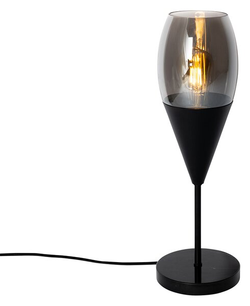 Moderna stolna lampa crna sa dimnim staklom - Drop