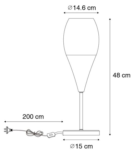 Moderna stolna lampa crna sa opalnim staklom - Drop