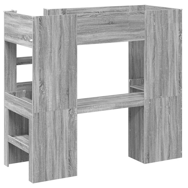 Okvir kreveta na kat s stolom Siva Sonoma 75 x 190 cm - Siva / 75 x 190 cm