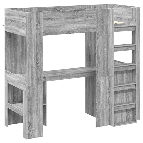 Okvir kreveta na kat s stolom Siva Sonoma 75 x 190 cm - Siva / 75 x 190 cm
